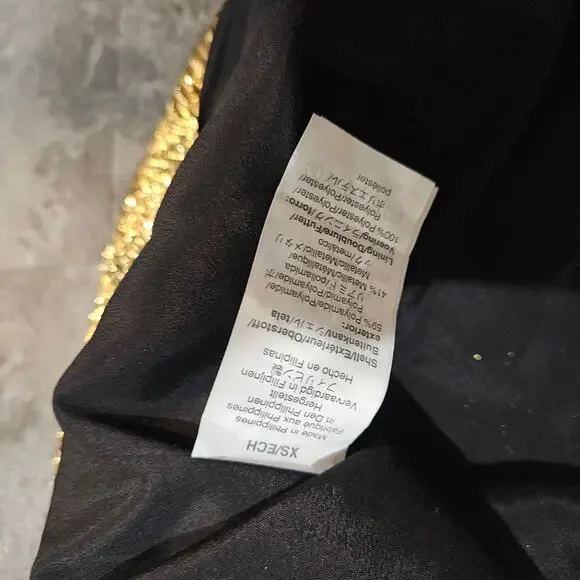 J.Crew Collection Metallic Gold Black Evening Blouse Tank Top Size XS - Picture 4 of 7